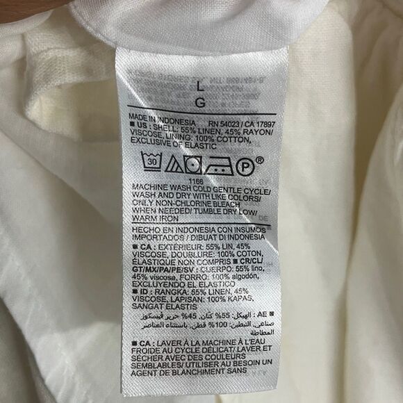 Old navy linen blend tie front Cream Dress with Bow Detail Large #711 - Picture 8 of 9